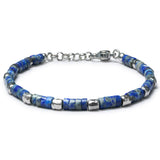 Japanese Lapis Lazuli disc bracelet with 925 sterling silver nuggets and adjustable links
