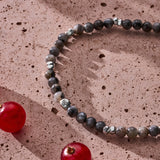 Labradorite elastic bracelet with sterling silver pebble elements styled in a Brunati Como setting