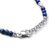 Detail of natural Lapis Lazuli and Howlite bracelet with 925 sterling silver elements