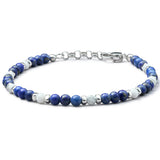 Lapis Lazuli and Howlite bracelet with 925 sterling silver accents and adjustable links