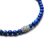 Detail of natural Lapis Lazuli stones with engraved sterling silver centre element and BC signature