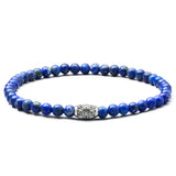 Lapis Lazuli elastic bracelet with natural blue stones and engraved 925 sterling silver BC centre element