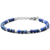 Natural Lapis Lazuli bracelet with diamond-cut 925 sterling silver cubes and adjustable links
