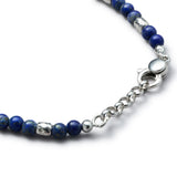 Detail of natural Lapis Lazuli bracelet with organic 925 sterling silver nugget elements