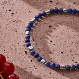 Lapis Lazuli elastic bracelet with sterling silver nuggets styled in a Brunati Como setting