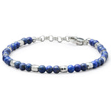 Natural Lapis Lazuli bracelet with 925 sterling silver nuggets and adjustable links