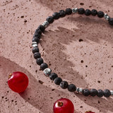 Lava Stone elastic bracelet with sterling silver pebble elements styled in a Brunati Como setting