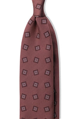 Terracotta brown medallion silk jacquard tie handmade in Italy.