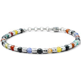 Multicolor natural stone bracelet with 925 sterling silver nuggets and adjustable links