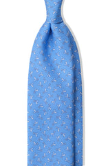 Light blue patterned printed silk tie handmade in Italy.