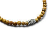 Engraved 925 sterling silver centre element with BC signature on natural Picture Jasper bracelet