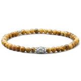 Natural Picture Jasper elastic bracelet with engraved 925 sterling silver centre element