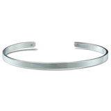 Polished 925 sterling silver flat bangle with visible 925 hallmark
