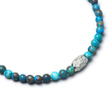Detail of Sea Sediment Jasper bracelet with engraved sterling silver centre element and BC signature