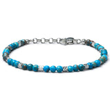 Sea Sediment Jasper Sterling Silver Cube Bracelet with natural blue-green stones and diamond-cut silver cubes