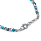 Detail of Sea Sediment Jasper bracelet with natural blue-green stones and organic sterling silver nuggets