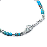Detail of Sea Sediment Jasper stones arranged in groups of three between sterling silver nuggets