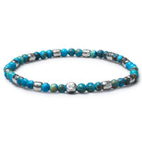 Sea Sediment Jasper elastic bracelet with natural stones, 925 sterling silver nuggets and BC centre cube