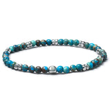 Sea Sediment Jasper elastic bracelet with natural stones, 925 sterling silver pebbles and BC centre cube
