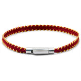 Burgundy and yellow stitched Italian textile bracelet with 925 Italian sterling silver clasp