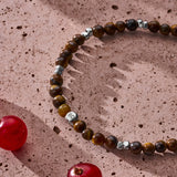 Tiger Eye elastic bracelet with sterling silver pebble elements styled in a Brunati Como setting