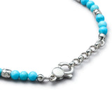 Detail of natural Turquoise bracelet with organic 925 sterling silver nugget elements