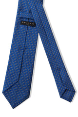 Back view of the royal blue, light blue and white butterfly chains printed silk tie.