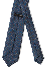 Back view of the petrol horsebit printed silk tie.