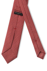 Back view of the red horsebit printed silk tie.