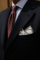 Shoestring Pocket Square Irish Linen - White/Beige Green