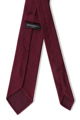 Back view of the burgundy plain grenadine shantung silk tie with hand-rolled edges.