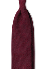 Burgundy plain grenadine shantung silk tie, shown from the front.