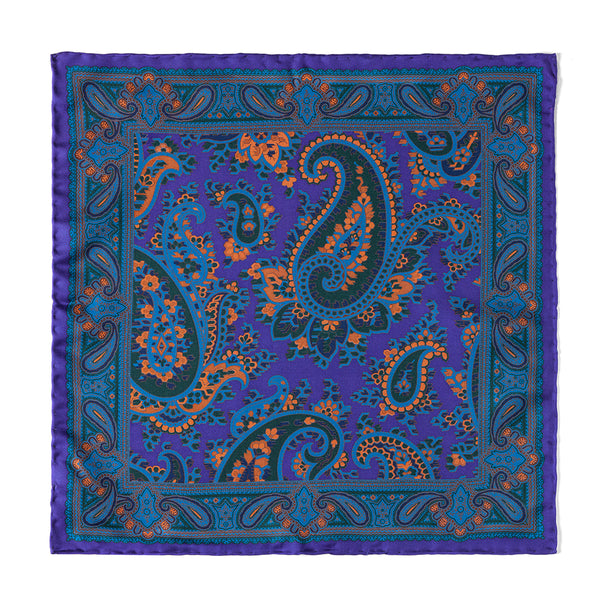 Paisley Ancient Madder Pocket Square - Macclesfield Lilac