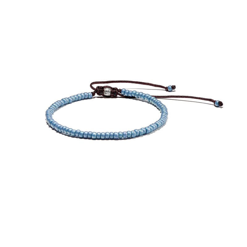 2mm Picasso Sterling Silver Shamballa Bracelet - Matte Pastel Blue - Brunati Como