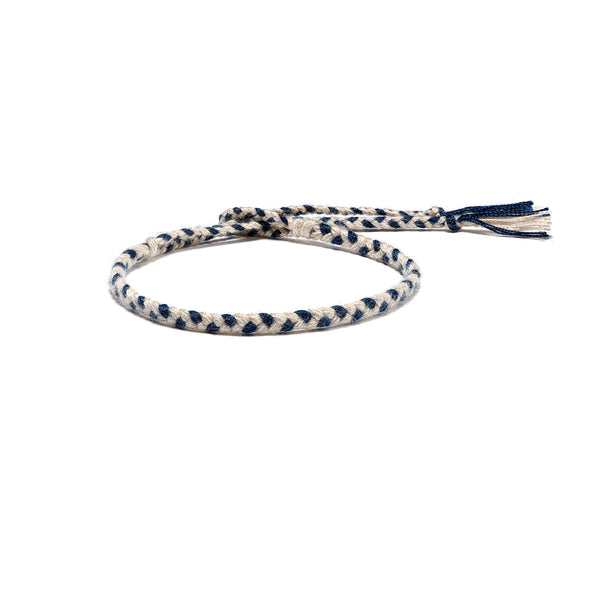 Braided Organic Cotton Bracelet - Navy/Off-White - Brunati Como