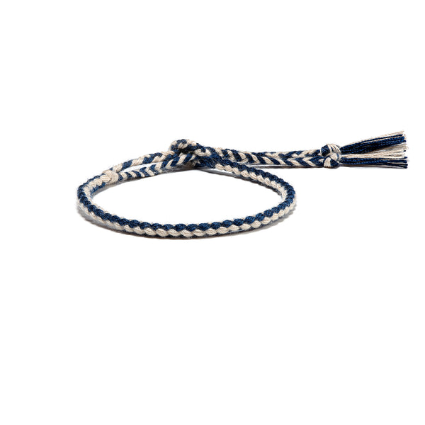 Braided Organic Cotton Bracelet - Navy/Beige - Brunati Como