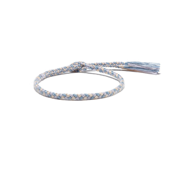 Braided Organic Cotton Bracelet - Light Blue/Beige/Pastel Lilac - Brunati Como