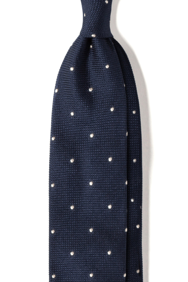 Polka Dots Tie Navy Blue Silk