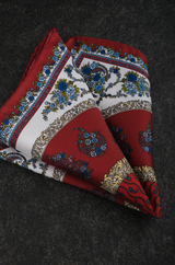 Floral Pattern Silk Pocket Square - Red / Mix - Brunati Como