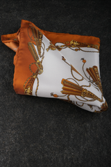 Heraldic Pattern Silk Pocket Square - Soft Orange / Mix - Brunati Como