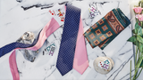 3-Fold Horsebit Printed Silk Tie - Rose - Brunati Como®