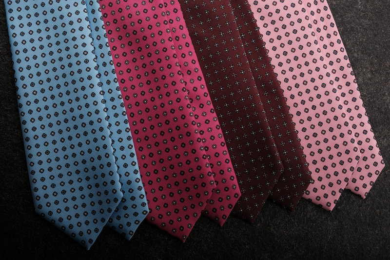 3-Fold Floral Patterned Printed Silk Tie - Pink - Brunati Como