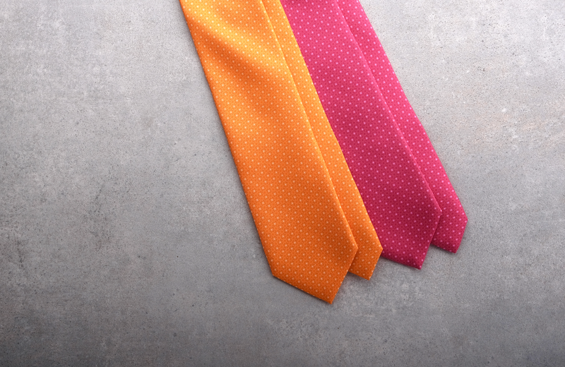 3-Fold Rosetta Pattern Printed Silk Tie - Vivid Orange - Brunati Como