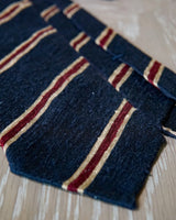 3-Fold Striped Silk Shantung Tie - Navy/Beige/Burgundy - Brunati Como