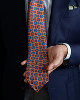 3-Fold Floral Ancient Madder Silk Tie - Orange - Brunati Como