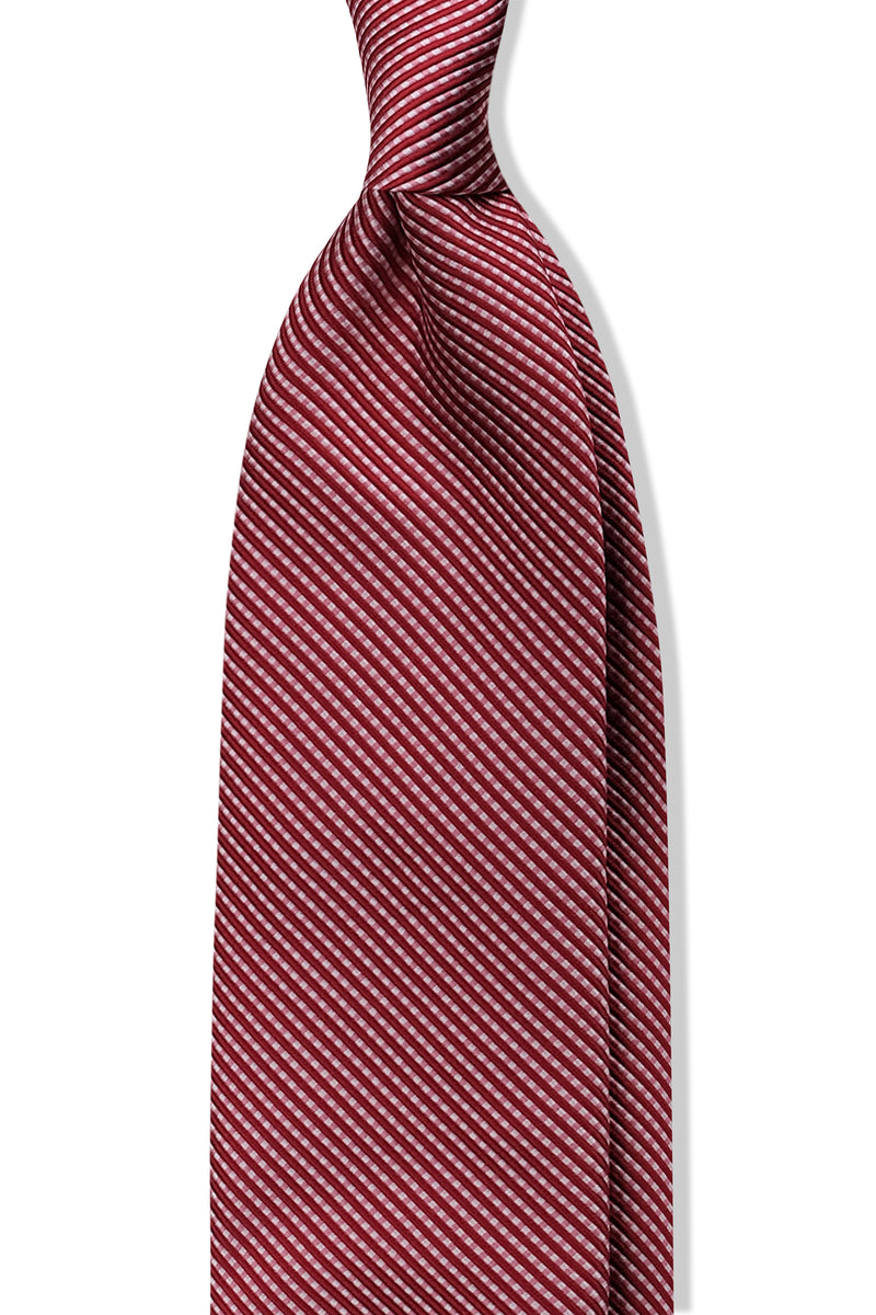 3-fold Striped Silk Jacquard Tie - Bordeaux / Pink - Brunati Como®