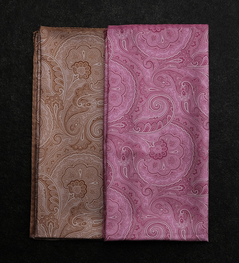 Patterned Silk Bandana - Pink - Brunati Como