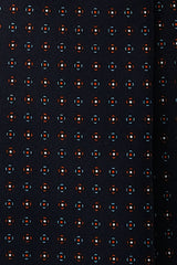 3-Fold Patterned Printed Silk Tie - Navy/Orange/Turquoise - Brunati Como