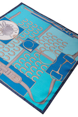 Horseshoe Pattern Silk Pocket Square - Turquoise - Brunati Como