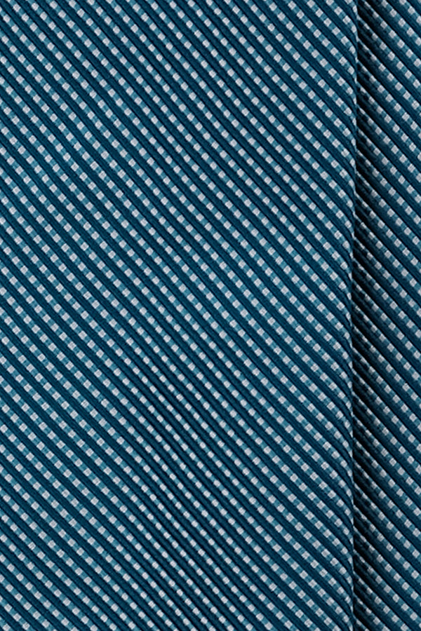 3-fold Striped Silk Jacquard Tie - Petrol Green / Turquoise - Brunati Como®